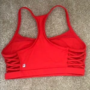 Red fabletics lace up sports bra